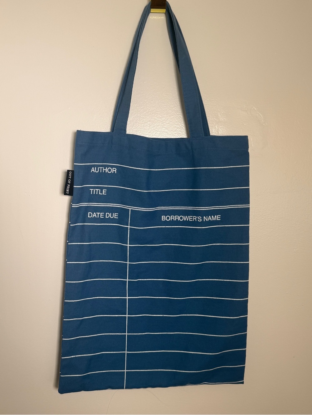 Out of Print Blue Library Card Cotton Canvas Tote Bag